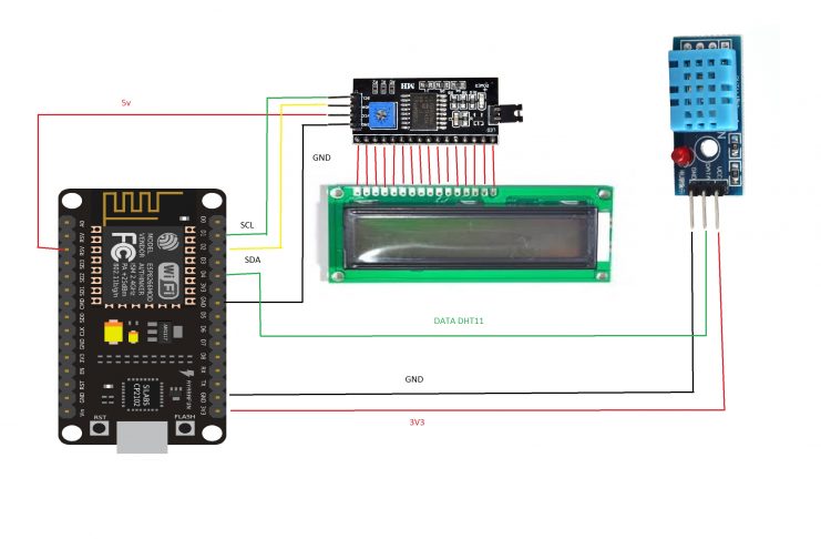 Đo nhiệt độ – độ ẩm DHT11 hiển thị lên LCD16X2 Trên ESP8266 NodeMCU